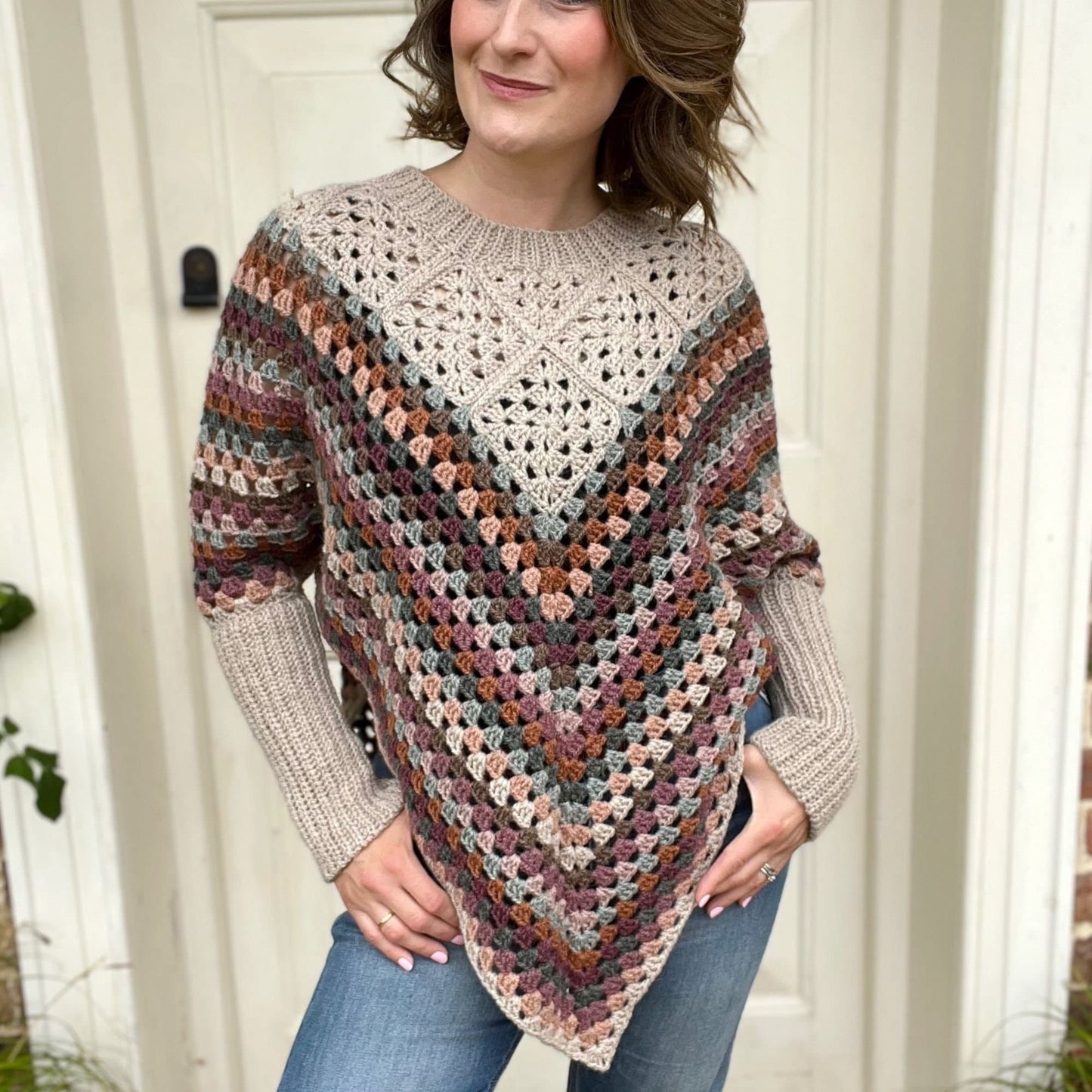 Granny Square Poncho Crochet Pattern – PDF Digital Download