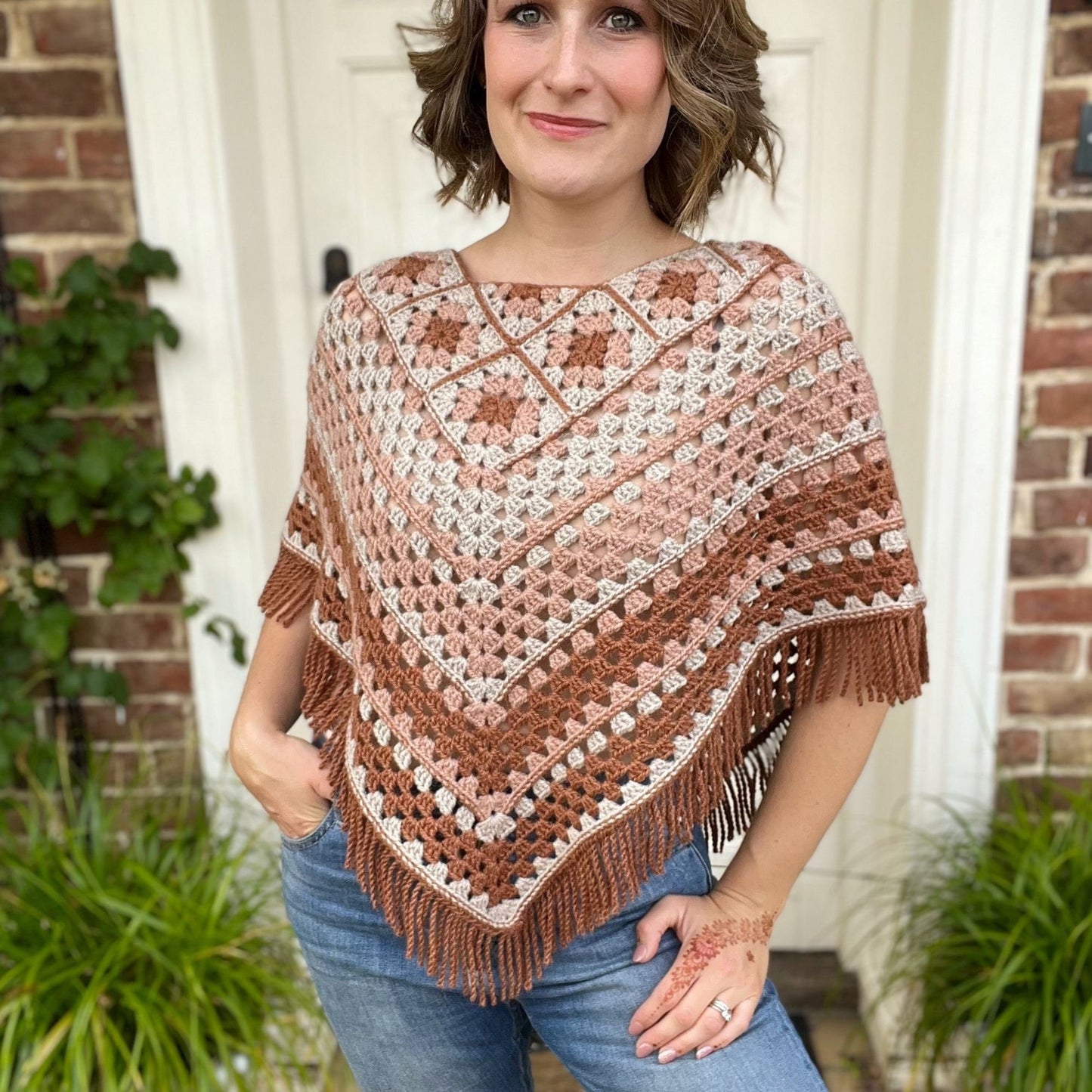 Granny Square Poncho Crochet Pattern – PDF Digital Download