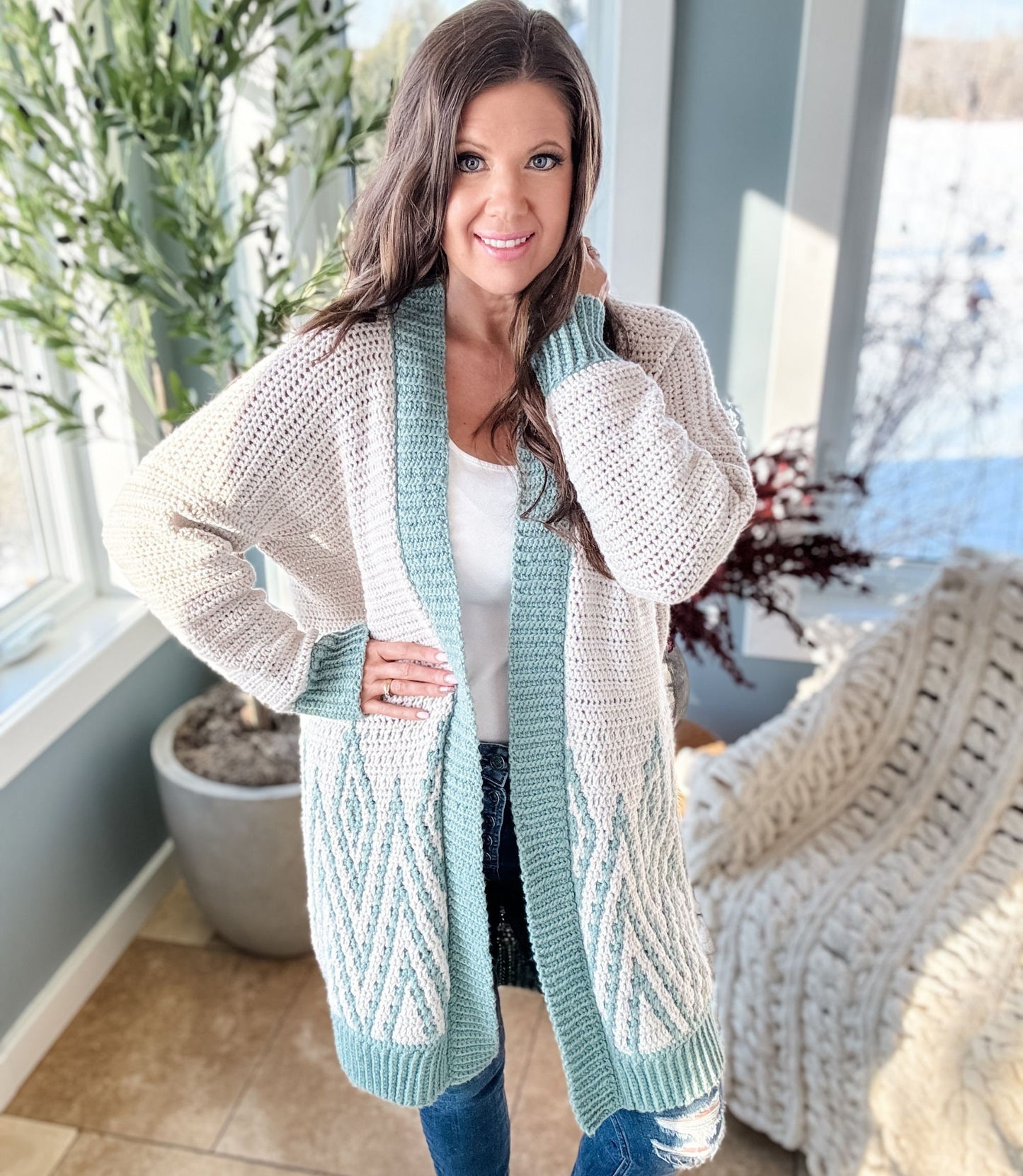 Diamond Drift Cardigan – Crochet Pattern (PDF Digital Download)