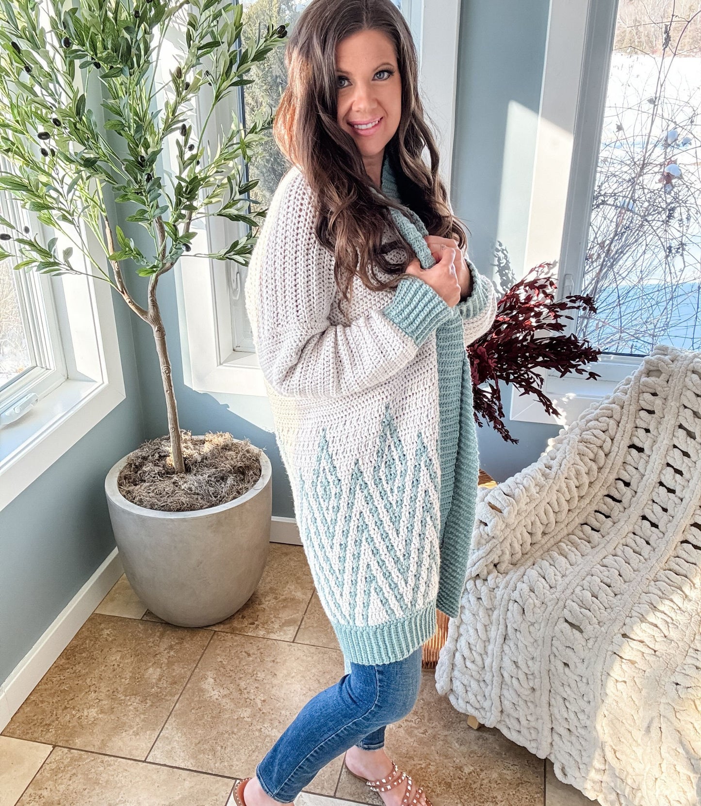 Diamond Drift Cardigan – Crochet Pattern (PDF Digital Download)