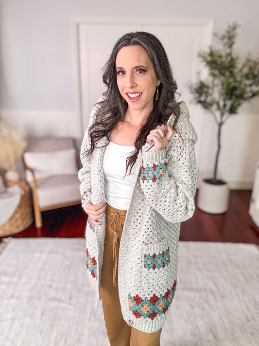 Gemstone Granny Crochet Cardigan – PDF Digital Download